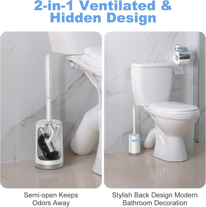HAMITOR Toilet Bowl Brush Holder Set: Curved Design - Image 4