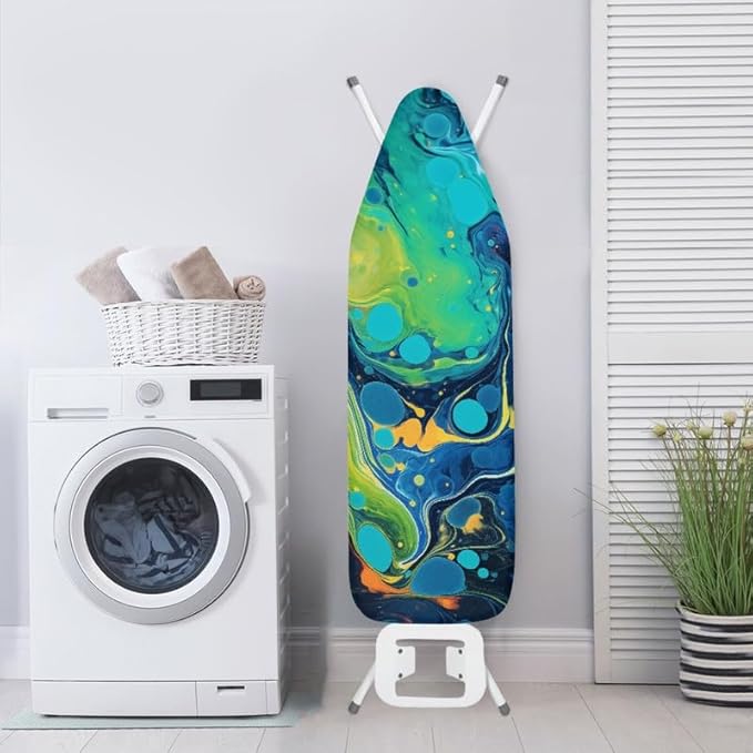 Turquoise Marble Fluid Steam Ironing Board Cover Green Blue Watercolor Splash - Image 4