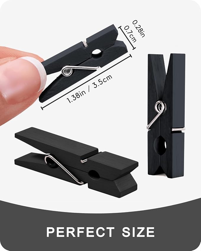 Mini Clothes Pins Wooden Colored Black Small Clothespins - Image 3