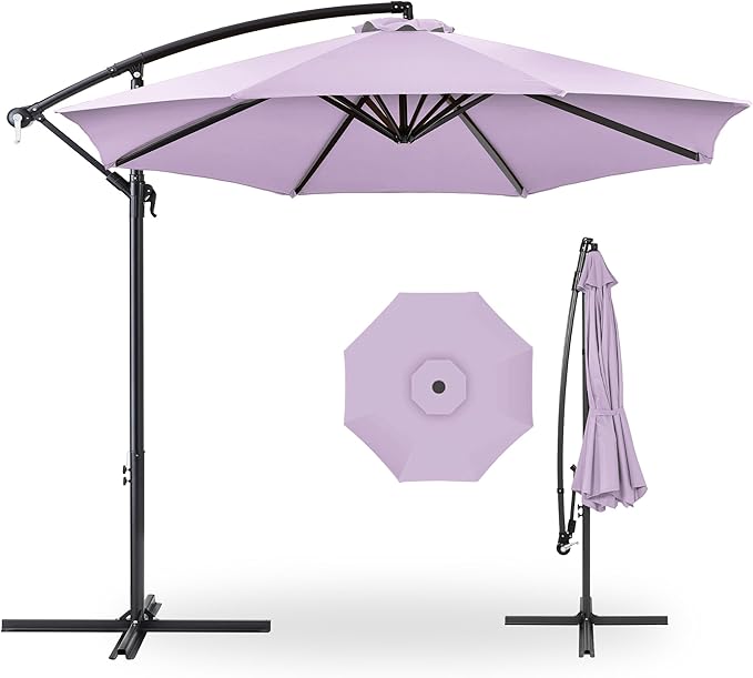 Best Choice Products 10ft Offset Cantilever Hanging Market Patio Umbrella, 8 Sturdy Ribs, Easy Adjustment - Lavender by BestChoiceProducts