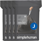 simplehuman Code J 80 Count, Genuine Odorsorb Custom Fit Liners, Drawstring by Simplehuman