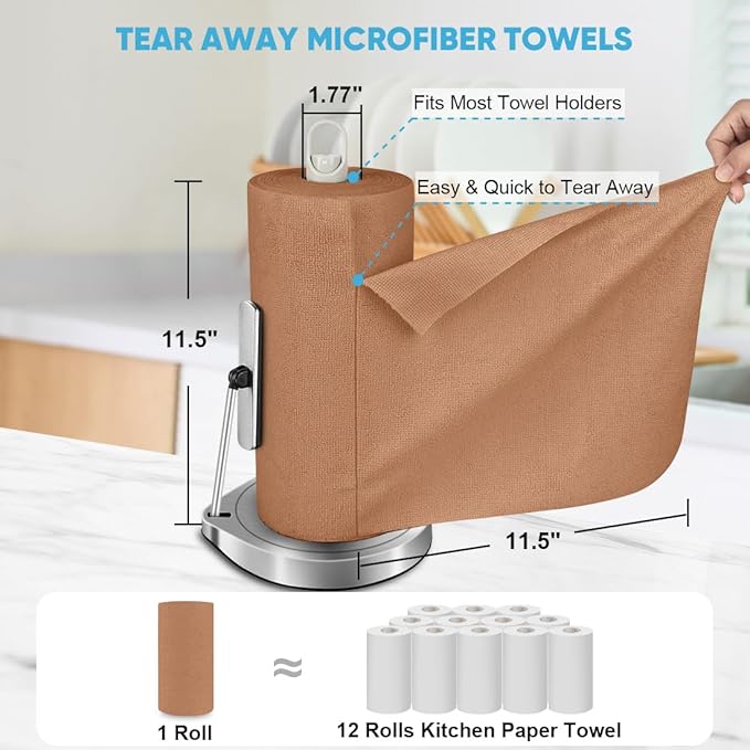 AIDEA Microfiber Cleaning Cloth Roll, Reusable Paper Towels Tear Away Cloth - Image 2