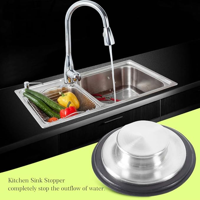 2 PCS Stainless Steel Kitchen Sink Stopper, Large Wide Rim 3.38" Diameter - Image 5