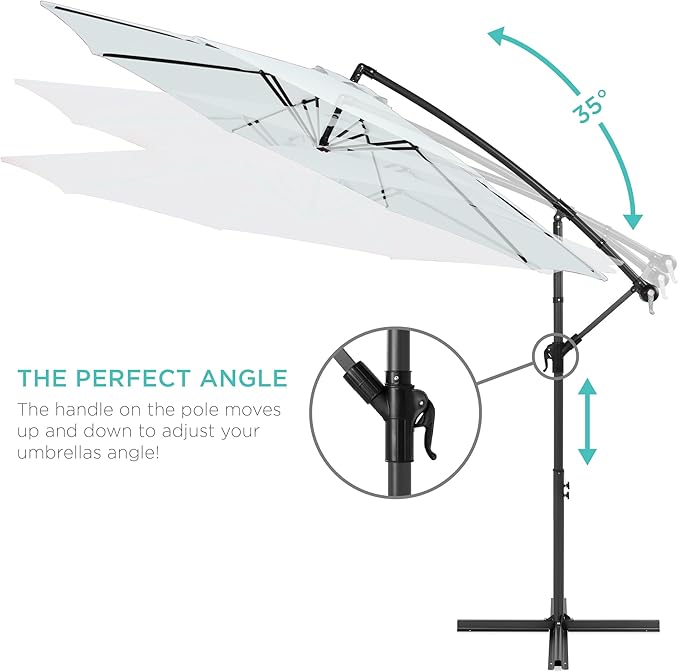Best Choice Products 10ft Offset Cantilever Hanging Market Patio Umbrella, 8 Sturdy Ribs, Easy Adjustment - Baby Blue - Image 4