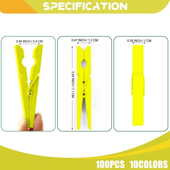 Colored Clothes Pins Wooden 100 Pack, Colored Clothespins Wood, Clothes Clips - Image 7