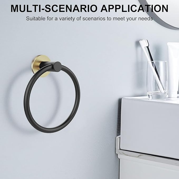 SetSail Towel Holder for Bathroom Wall 4 Packs Towel Ring Stainless Steel Heavy - Image 7
