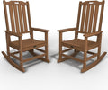 Oversized Rocking Chair Set of 2, Outdoor Rocking Chair for Adults, All Weather Resistant Porch Rocker for Lawn Garden, Wood by THOEOE