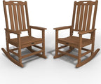 Oversized Rocking Chair Set of 2, Outdoor Rocking Chair for Adults, All Weather Resistant Porch Rocker for Lawn Garden, Wood by THOEOE