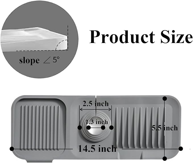 Kitchen Sink Splash Guard, Silicone Faucet Handle Drip Catcher Tray, Fit - Image 2