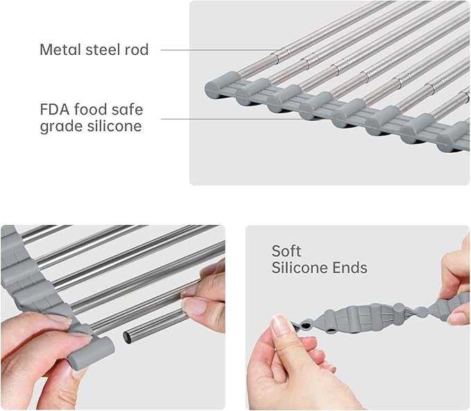 Large Expandable Roll Up Dish Drying Rack, Heat-Resistant Dish Drainer - Image 3