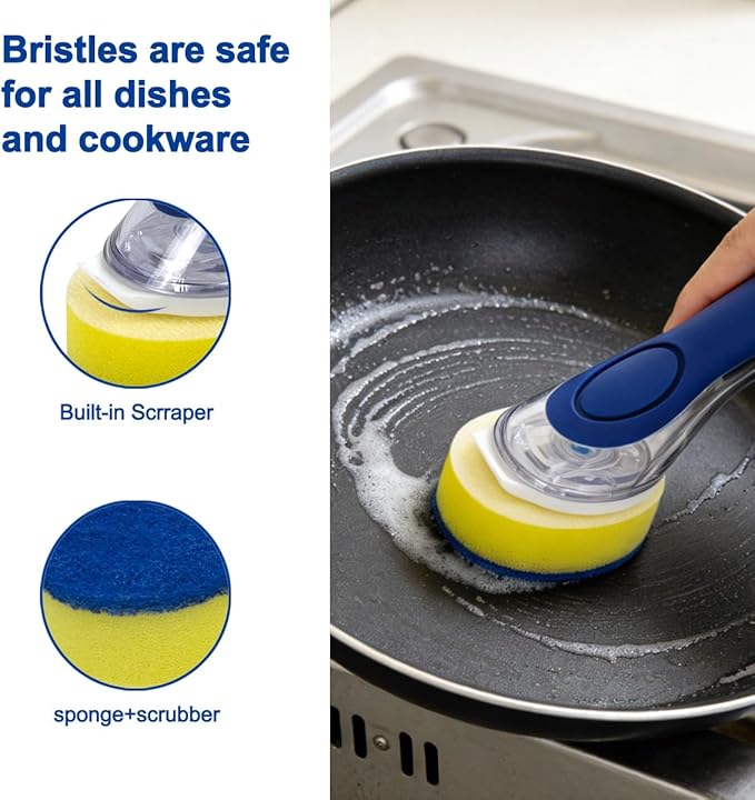 CELOX Dish Sponge with Handle, Dish Sponge with Soap Dispenser - Image 3