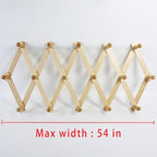 AMAPON Accordion Style Expandable Wall Wooden Coat Rack 16 Hooks Hang Hats - Image 5