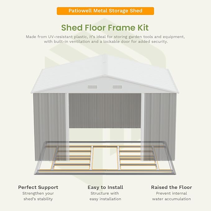 Patiowell 10 x 12 FT Metal Storage Shed for Outdoor with Floor Frame, Steel Yard Shed with Design of Lockable Doors, Utility and Tool Storage for Garden, Backyard, Patio, Outside use, Grey - Image 2