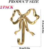 2-Pack Gold Bow Wall Hooks Gold Brass Coat Hook Home Decorative Hook Bow-Knot - Image 2