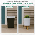 Small Bathroom Trash Can with Plant Style Lid, 1.8 Gallon, Small Bathroom - Image 4