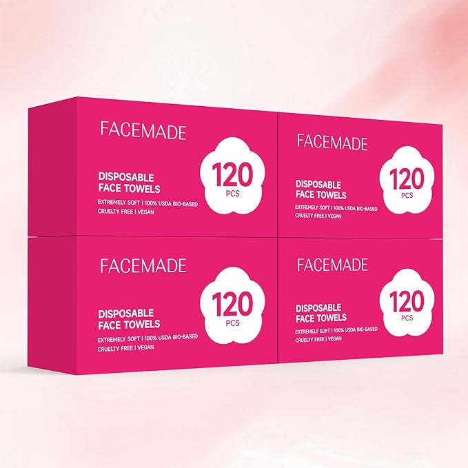 FACEMADE 480 Count Disposable Face Towels, 100% USDA Biobased Face Towelettes by FACEMADE