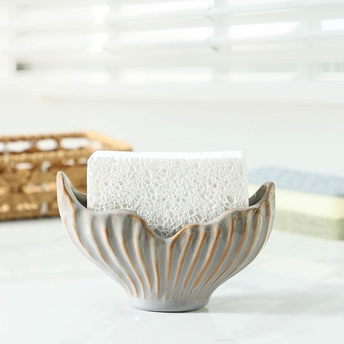 Sponge Holder for Kitchen Sink, Ceramic Sponge Holder - Image 3