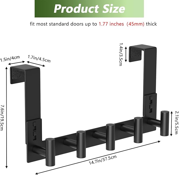 Stainless Steel Over Door Hooks, Over Door Hanger Holder - Image 2