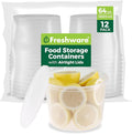 Freshware 1/2 Gallon Plastic Deli Food Storage Soup Containers by Freshware