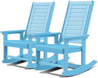 GREENVINES Outdoor Rocking Chairs | Set of 2 | Porch Rocker | HDPE Plastic | Arctic | Oversized Rockers | High Back | Big & Tall | Ladder Back | for Patio Outside Backyard Balcony Garden by GreenVines