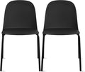 2xhome Modern Stackable Armless Dining Chair | Plastic Shell Seat with Metal Legs | Indoor or Outdoor Use | Home Kitchen Patio (2, Black, No Padding) by 2xhome