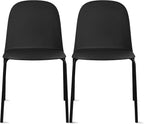 2xhome Modern Stackable Armless Dining Chair | Plastic Shell Seat with Metal Legs | Indoor or Outdoor Use | Home Kitchen Patio (2, Black, No Padding) by 2xhome