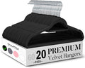 Smartor Black Velvet Hangers 20 Pack, Space Saving Clothes Hangers by Smartor