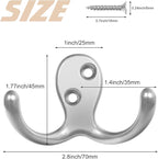34 Pack Coat Hooks, Heavy Duty Double Prong Coat Hooks Wall Mounted - Image 5