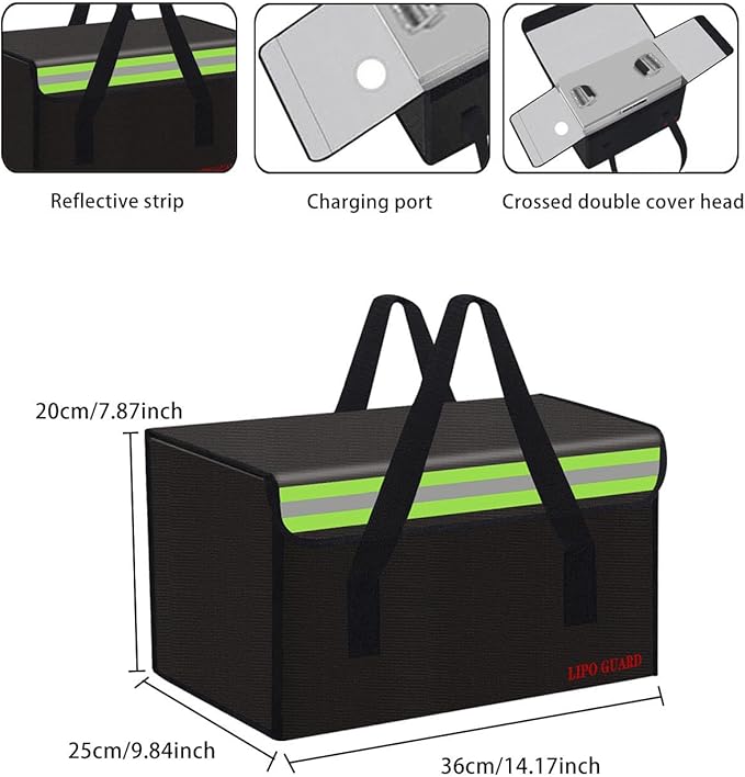 Lipo Battery Safe Bag Large Capatity Fireproof Bag - Image 2
