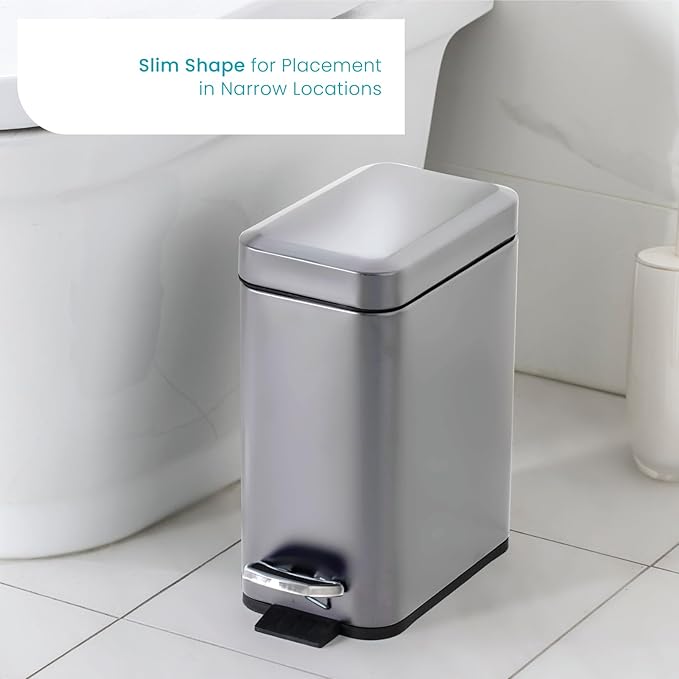Home Zone Living 1.3 Gallon Small Bathroom Trash Can - Image 2