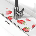 Faucet Draining Mat For Kitchen Sink, Watercolor Strawberries Diatom Mud by indokyeyqaz
