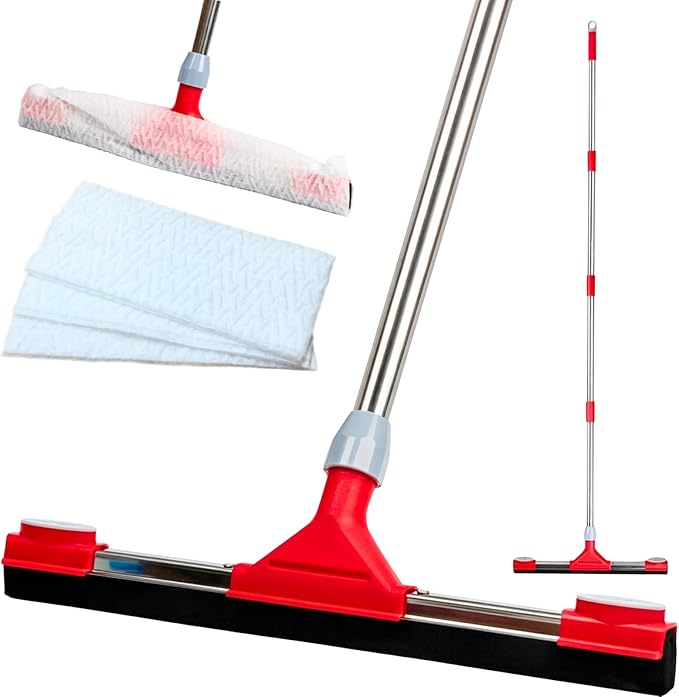 Heavy Duty Floor Squeegee for Concrete Floor – 17.3” EVA Foam Blade by GleamGaGa