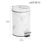 mDesign Extra Small Modern 3-Liter/.7 Gallon Round Metal Lidded Step Trash Can - Image 3