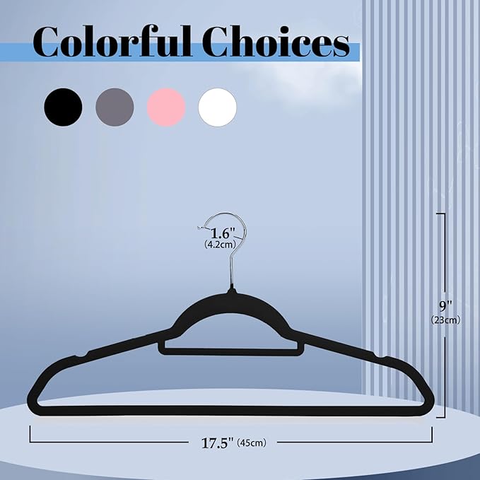 Smartor Black Velvet Hangers 20 Pack, Space Saving Clothes Hangers - Image 8