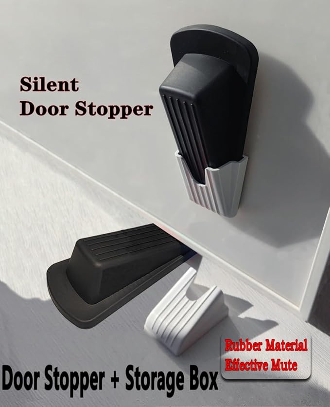 Door Stop, Door Stopper, Doorstopper, 4 Pack Rubber Door Stopper, Sturdy Non - Image 4