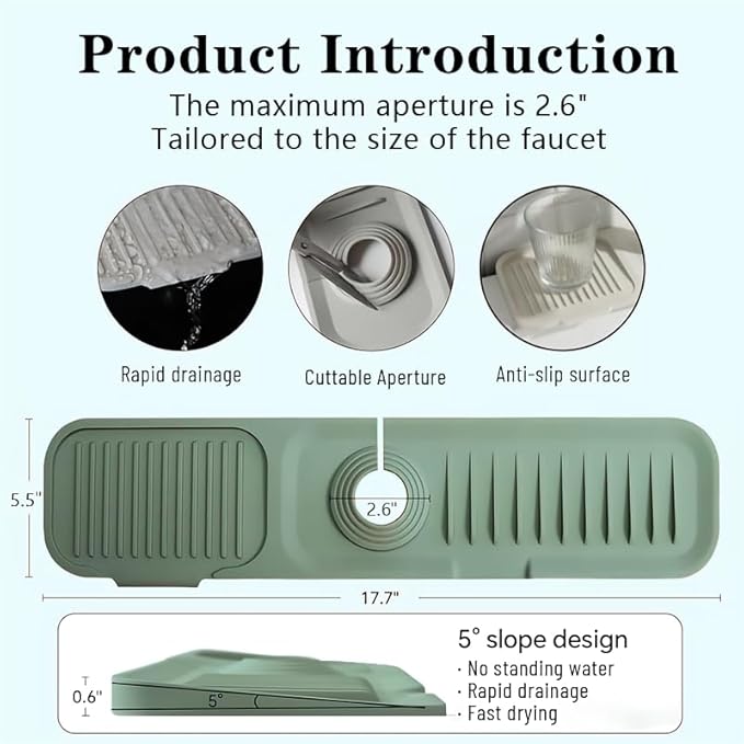 Kitchen sink faucet guard, 17.7”silicone sink splash guard, Faucet splash guard - Image 3