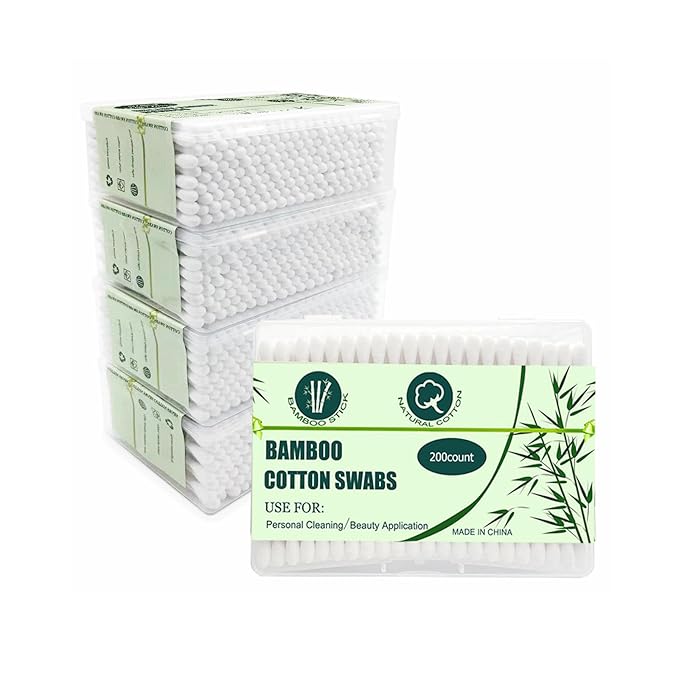 1000pcs Bamboo Cotton Swabs Double Round Cotton Buds by SUIZWMOU