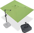 PURPLE LEAF 9' X 11.5' Square Cantilever Umbrella Patio Umbrella with Base Outdoor Umbrella Aluminum Offset with 360-degree Rotation for Garden Deck Pool Patio Apple Green by PURPLELEAF