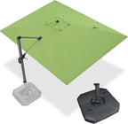 PURPLE LEAF 9' X 11.5' Square Cantilever Umbrella Patio Umbrella with Base Outdoor Umbrella Aluminum Offset with 360-degree Rotation for Garden Deck Pool Patio Apple Green by PURPLELEAF