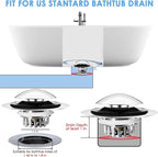 Bathtub Drain Stopper, Pop Up Tub Drain Hair Catcher, Bath Tub Drain Plug and - Image 4