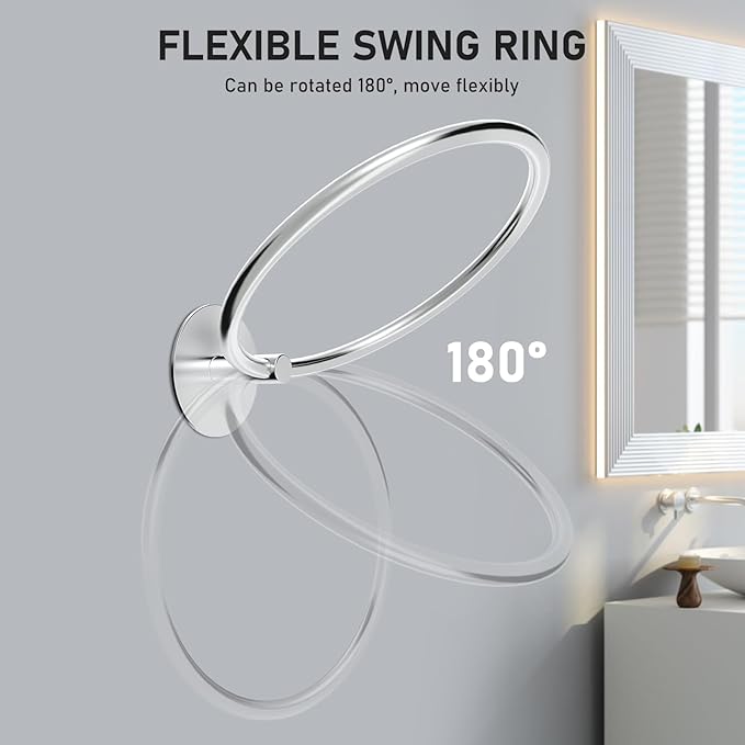 SetSail Adhesive Towel Holder for Bathroom Wall Brushed Nickel Hand Towel Ring - Image 4