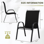 UDPATIO Patio Chairs Set of 8, Stackable Outdoor Dining Chairs with High Back, Breathable Textilene Fabric Outdoor Chair All Weather, 350LBS Capacity for Garden, Backyard (Black) - Image 3