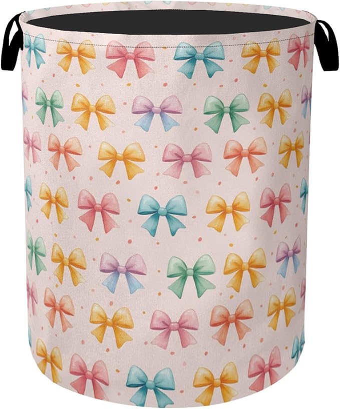 Colorful Bow Foldable Laundry Hamper by Gearsly