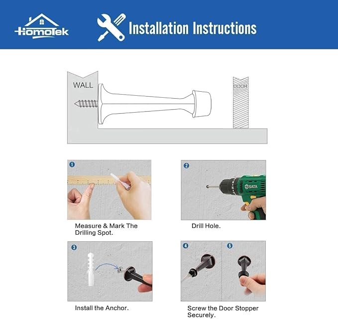 HOMOTEK 4 Pack Heavy Duty Solid Rigid Door Stop - Image 4