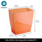iDesign Small Plastic Bathroom Trash Can, Slim Rectangle Garbage Bin - Image 4