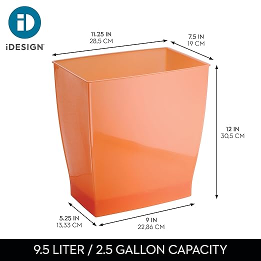 iDesign Small Plastic Bathroom Trash Can, Slim Rectangle Garbage Bin - Image 4