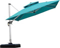 PURPLE LEAF Patio Umbrella 9ft Outdoor Square Umbrella Large Cantilever Umbrella Windproof Offset Heavy Duty Sun for Garden Deck Pool Patio, Turquoise Blue by PURPLELEAF