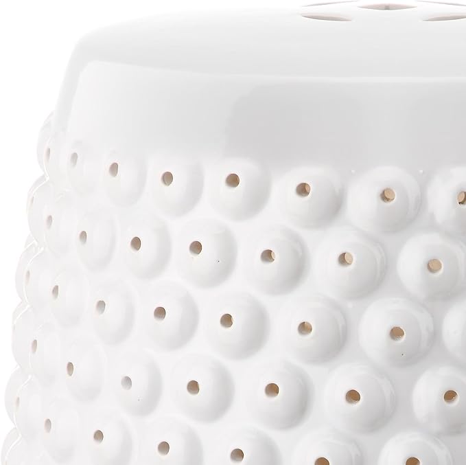 Safavieh Castle Gardens Collection Stella Nail Head White Glazed Ceramic Garden Stool - Image 6