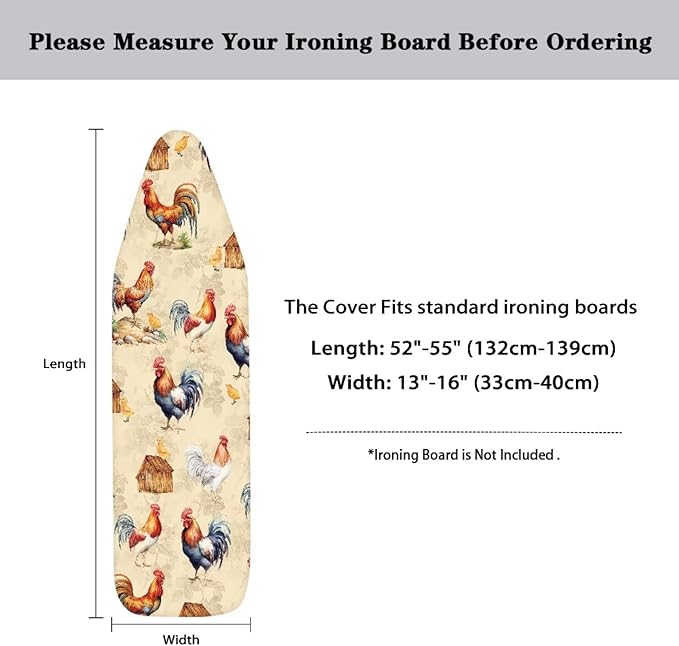 GLENLCWE Rooster Ironing Board Cover, 54x15 inches, Animal Print Ironing Board - Image 5