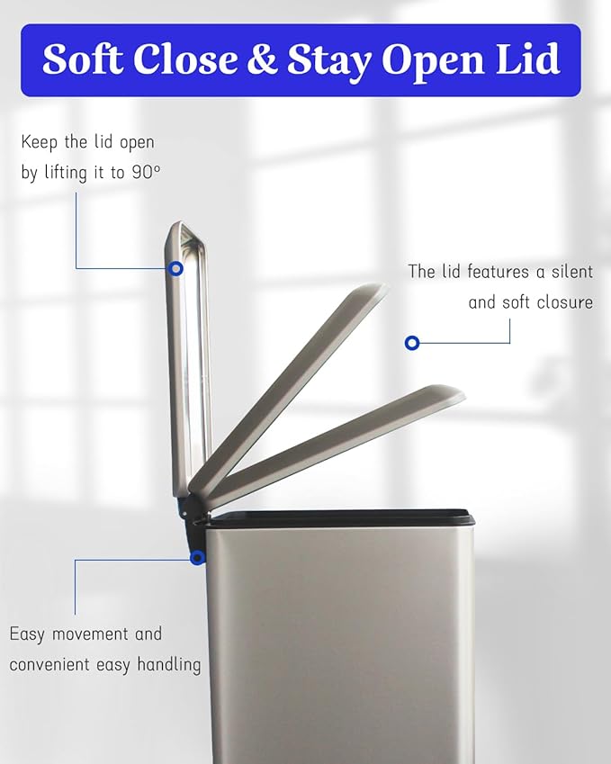 Bathroom Trash Can with Lid, 16.7L/ 4.4 Gallon Trash Can with Removable Inner - Image 6